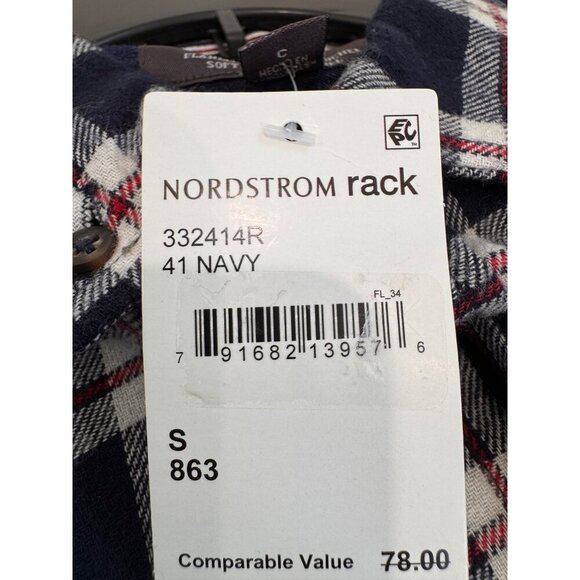 New Report Collection Men's Size S Navy & White Plaid Button-Up Flannel Shirt - Picture 9 of 12